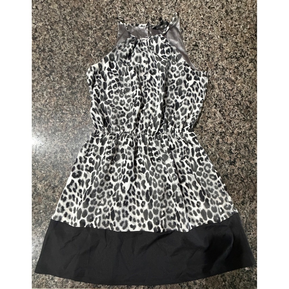 Express Womens Leopard‎ Print Halter Mini Dress Grey Black Size S Cocktails